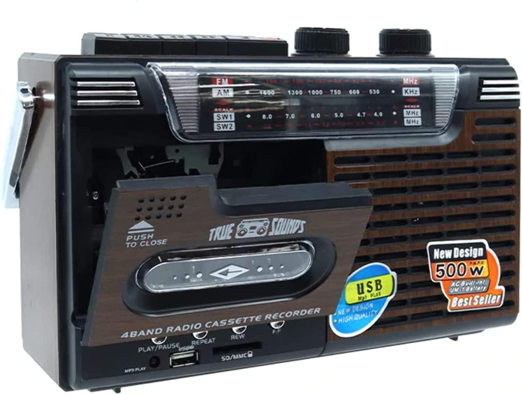 Cassette Tape Player Speaker AM FM SW1 SW2 Radio Single Tape Deck Retro Portable - Office Catch