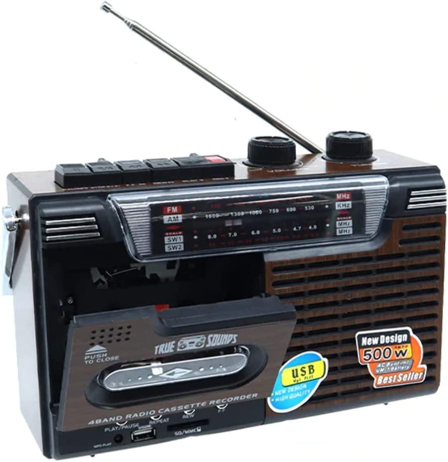 Cassette Tape Player Speaker AM FM SW1 SW2 Radio Single Tape Deck Retro Portable - Office Catch