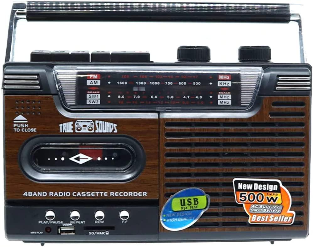 Cassette Tape Player Speaker AM FM SW1 SW2 Radio Single Tape Deck Retro Portable - Office Catch
