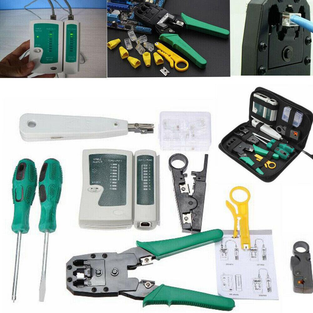 CAT6/5 LAN Network Cable Tool Kit Crimper RJ45 Tester Stripper Punch Down Cutter - Office Catch