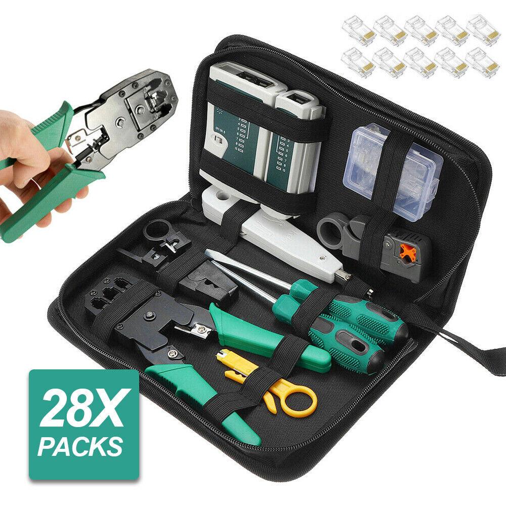 CAT6/5 LAN Network Cable Tool Kit Crimper RJ45 Tester Stripper Punch Down Cutter - Office Catch