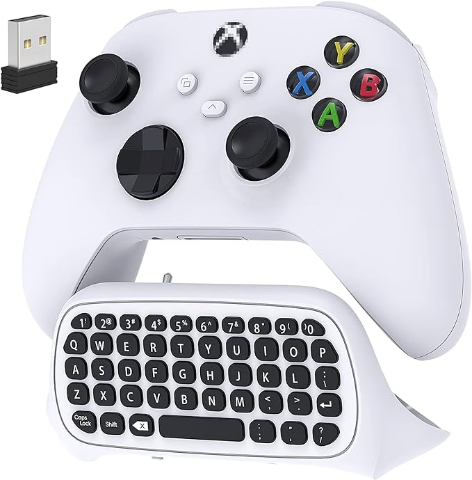 Controller Keyboard for Xbox Series X/S/One/One S,Wireless Chatpad Bluetooth Gaming Keypad with USB Receiver,Built-in Speaker,3.5mm Audio Jack Accessories for Xbox (Controller Not Included),White - Office Catch