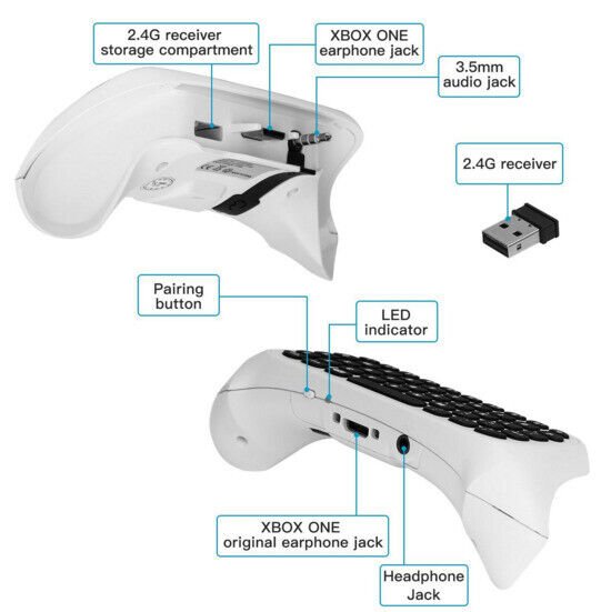 Controller Keyboard for Xbox Series X/S/One/One S,Wireless Chatpad Bluetooth Gaming Keypad with USB Receiver,Built-in Speaker,3.5mm Audio Jack Accessories for Xbox (Controller Not Included),White - Office Catch