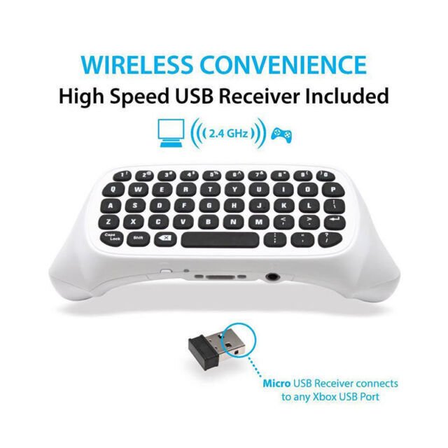 Controller Keyboard for Xbox Series X/S/One/One S,Wireless Chatpad Bluetooth Gaming Keypad with USB Receiver,Built-in Speaker,3.5mm Audio Jack Accessories for Xbox (Controller Not Included),White - Office Catch
