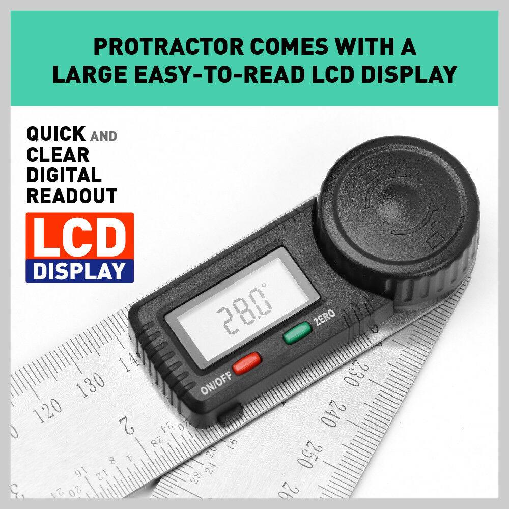 Digital Angle Finder 200 mm Ruler Protractor Measure Meter Stainless Steel | 0-360° - Office Catch