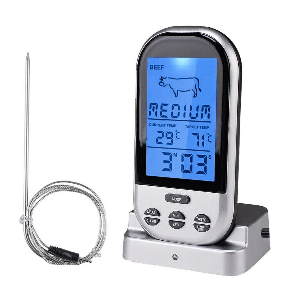 Digital Wireless Food Meat Oven BBQ Thermometer Remote Probe Cooking Set Grill - Office Catch