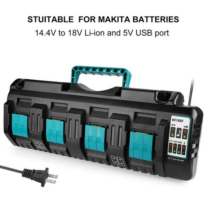 Durable 4 port Rapid Charger For Makita 18v Li-ion Battery | Optimized Output With USB Port - Office Catch