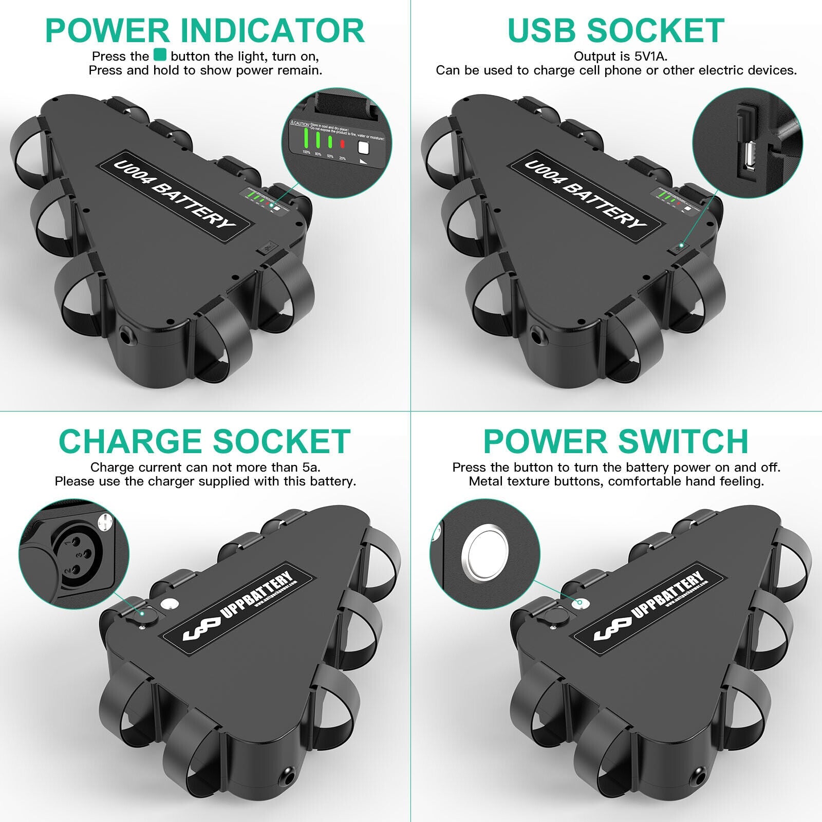 Ebike Battery 48V 20Ah Lithium Triangle Battery Pack for 200~2000W Motor - Office Catch