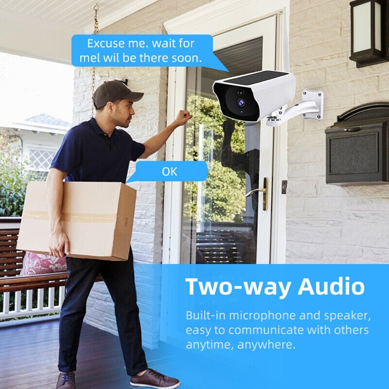 Enhanced Security System: Solar-Powered Wireless WiFi PTZ CCTV Camera with Battery, 64GB Memory Card, Siren, Spotlight, Night Vision, and AI Motion Detection - Office Catch