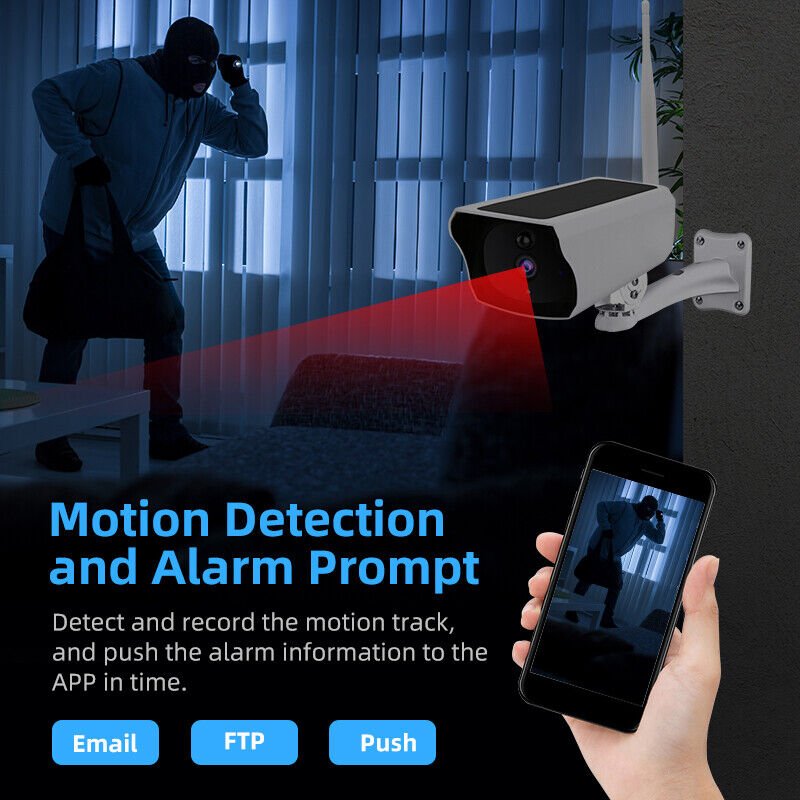 Enhanced Security System: Solar-Powered Wireless WiFi PTZ CCTV Camera with Battery, 64GB Memory Card, Siren, Spotlight, Night Vision, and AI Motion Detection - Office Catch