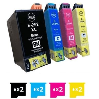 Epson 252XL Compatible Ink Cartridge 8 Pack [C13T253192-C13T253492] [2BK,2C,2M,2Y] - Office Catch