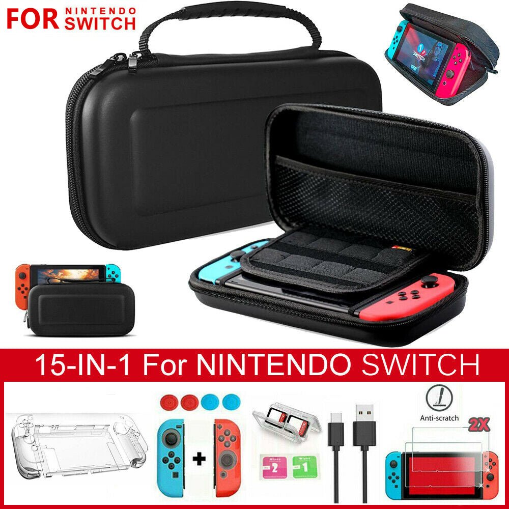 For Nintendo Switch Travel Carry Case EVA Bag+Cover+Screen Protector+Accessories - Office Catch