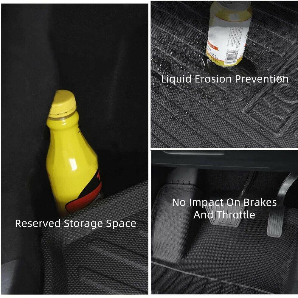 For Tesla Model 3 All Weather 2017-2022 Floor Rubber Mats Carpets Front Rear Set - Office Catch