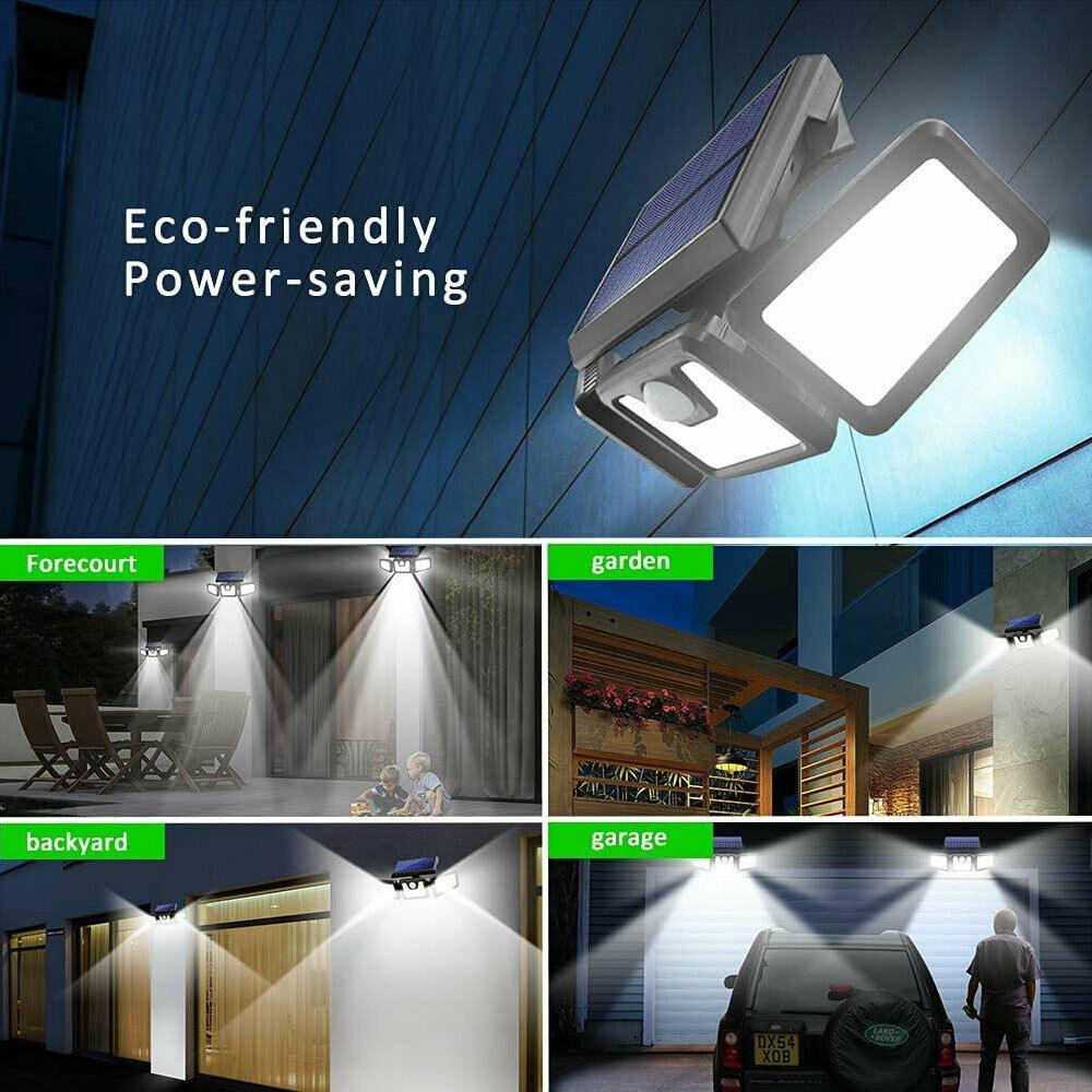 Garden Solar Lights Outdoor 3 Head 74 LED Motion Sensor - Office Catch