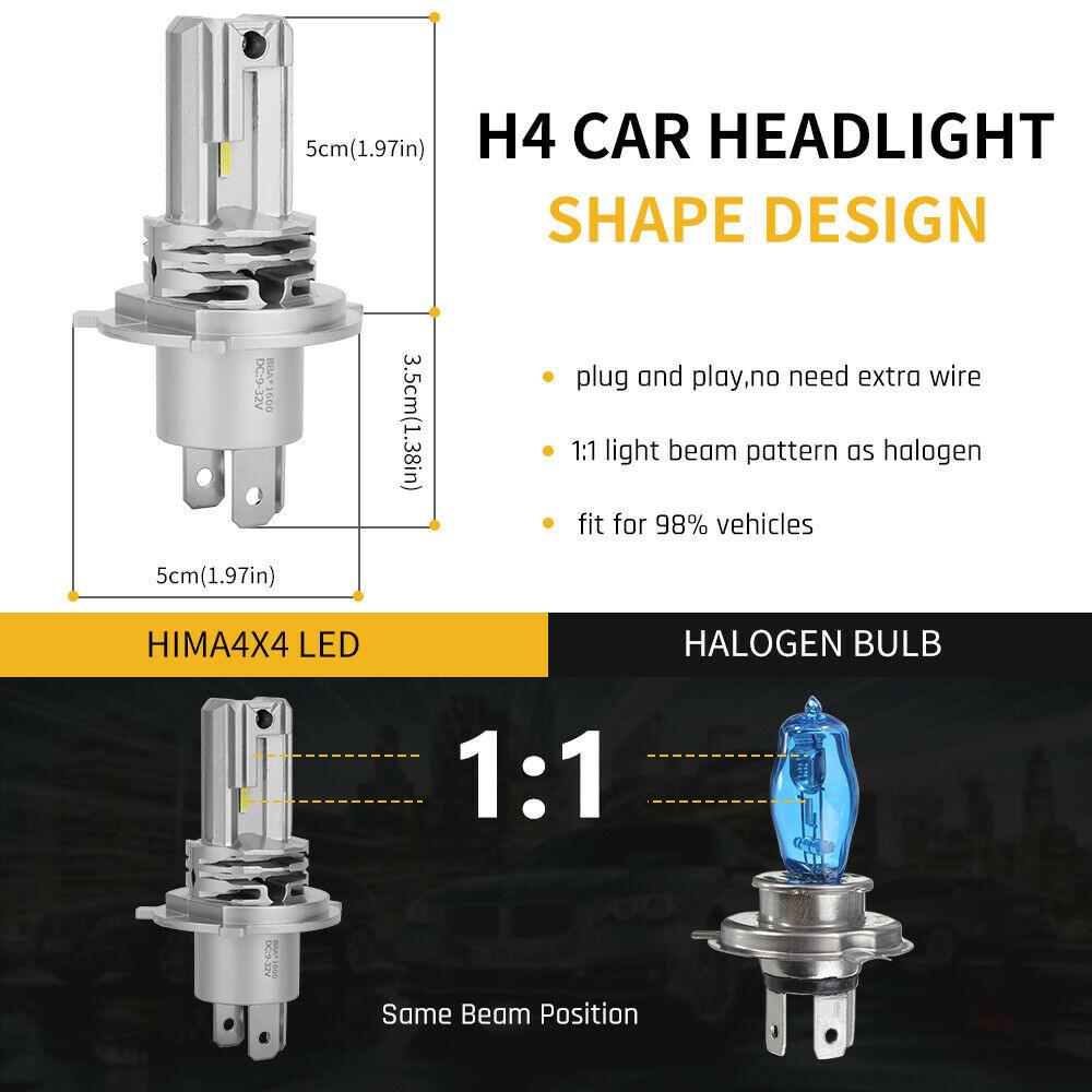 H4 Headlight Globes 2 Pack 1600LM LED Bulbs Conversion Kit High Low Beam - Office Catch