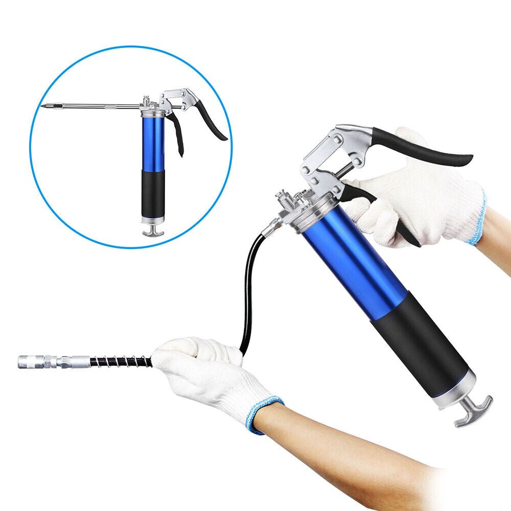 Heavy Duty Grease Gun Hand Pressure Pistol Grip 6000PSI Dual Flow with Flex Hose - Office Catch