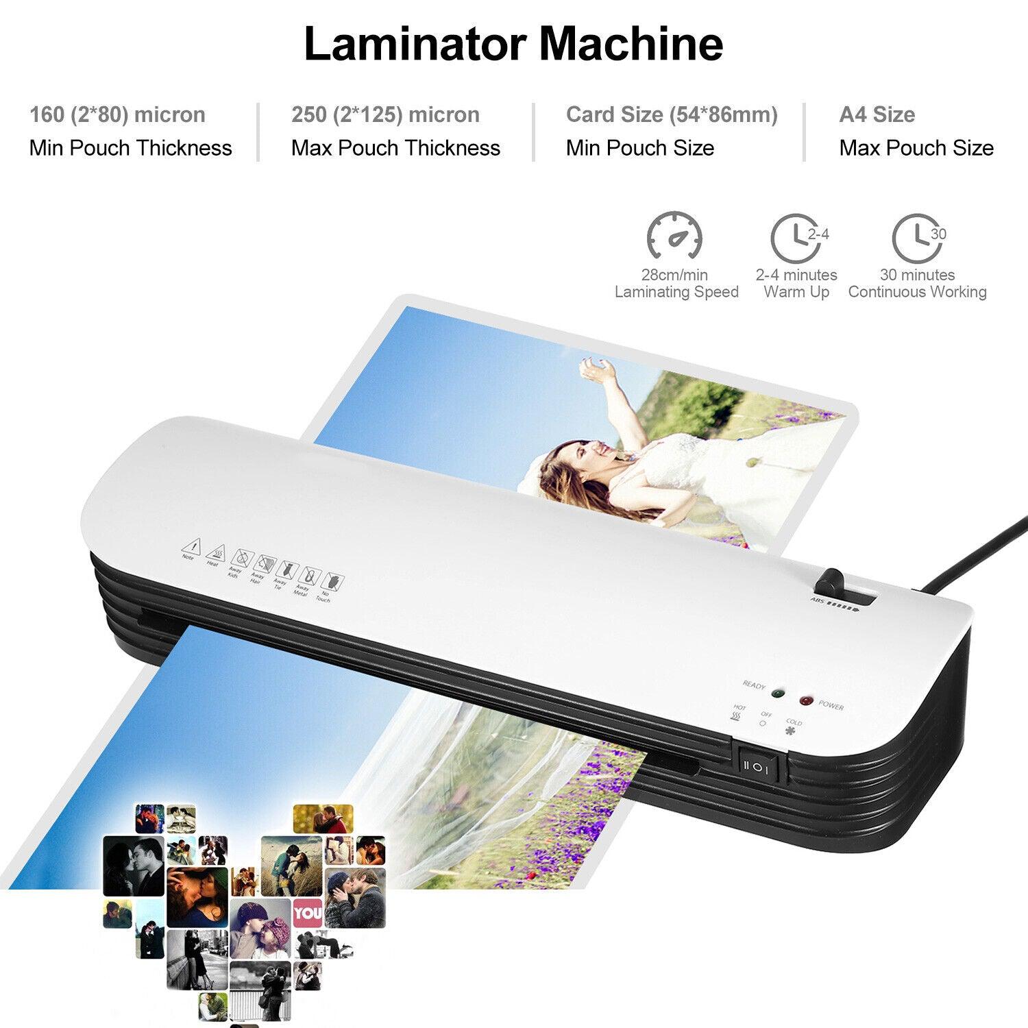 Laminator Machine Set A4 Size+Paper +Corner Rounder 20 Pouches - Office Catch