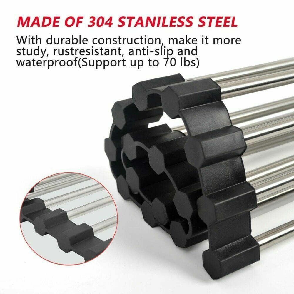 Large | Foldable Over Sink Stainless Steel Dish Rack Drying - Office Catch