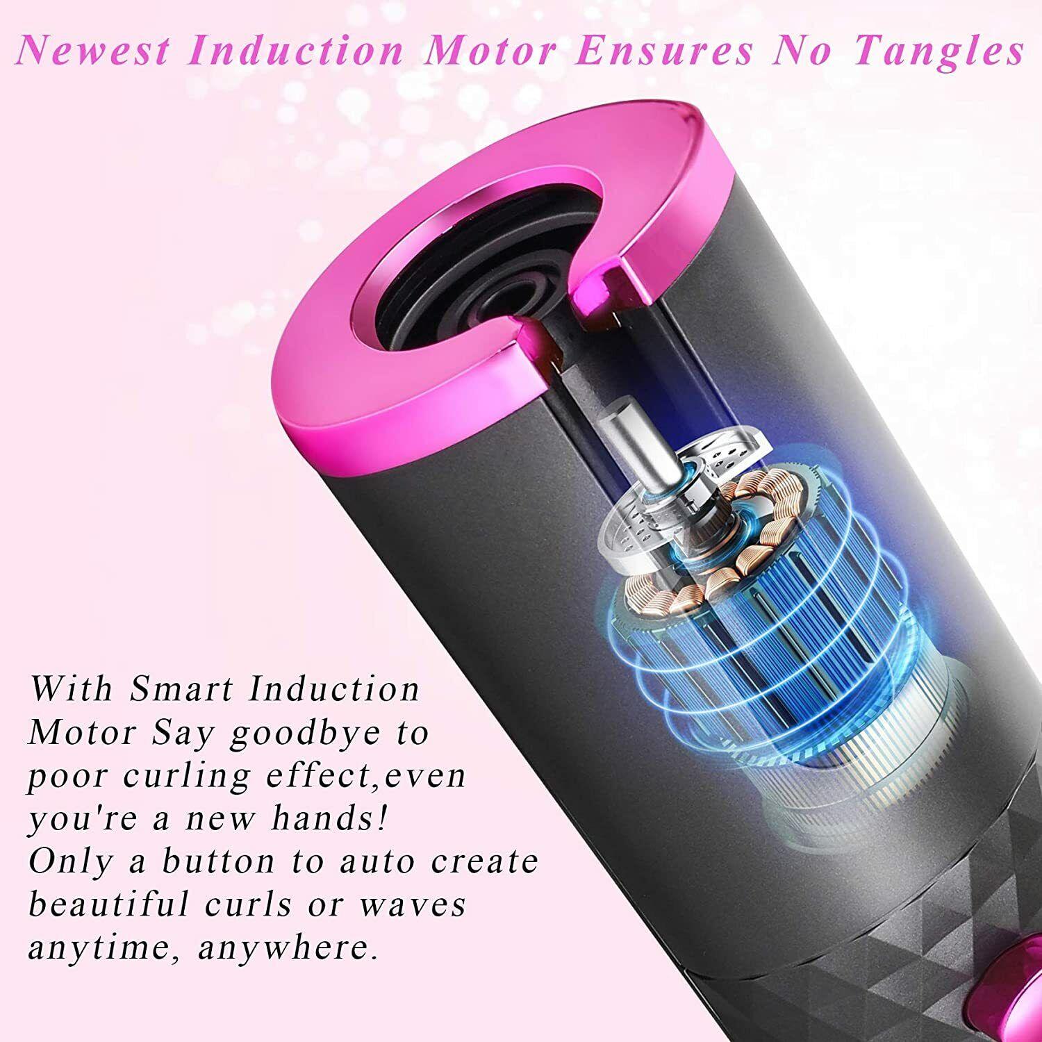 LCD Cordless Auto Rotating Hair Curler Hair Waver Curling Iron Wireless Ceramic - Office Catch