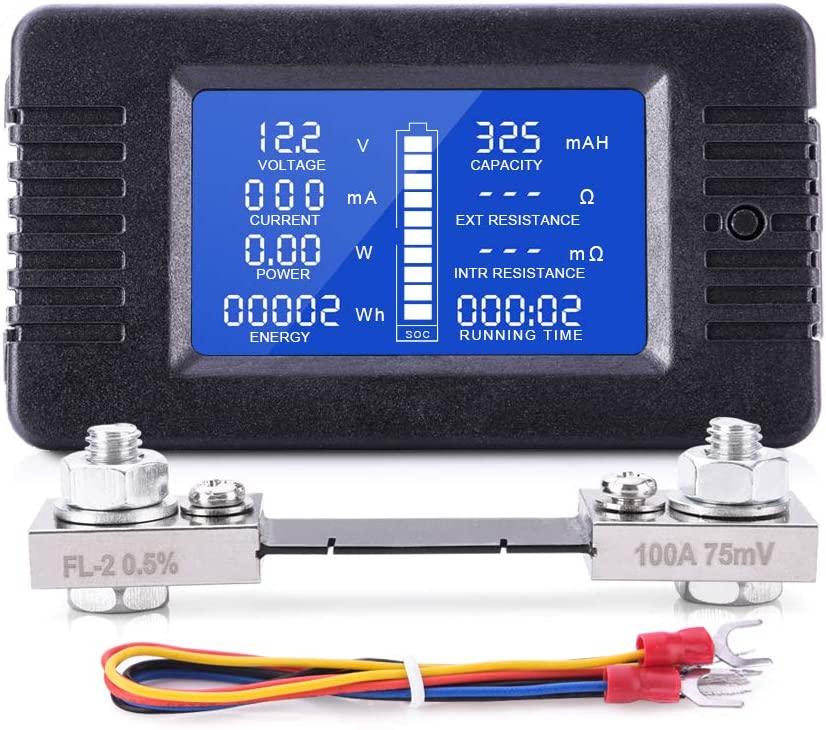 LCD Display DC Battery Monitor Meter 200V Voltmeter Amp For RV System 200A - Office Catch