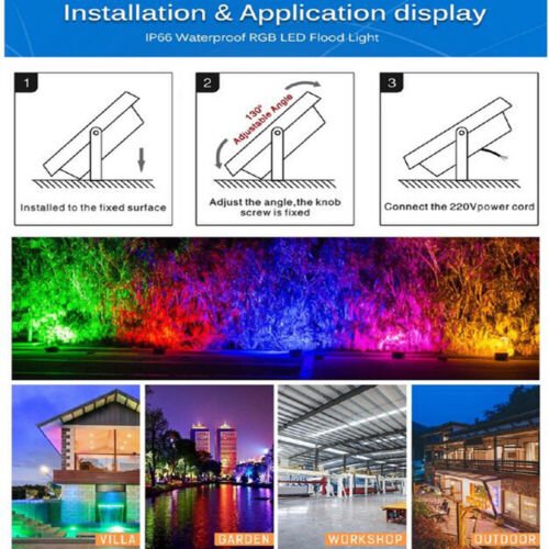 LED Flood Light 100W RGB Floodlight Color Changing Spotlight AU Plug outdoor - Office Catch