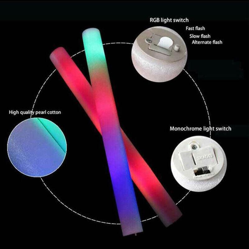 LED RGB Foam Sticks 50 Pack Glow Sticks Flashing Rave - Office Catch