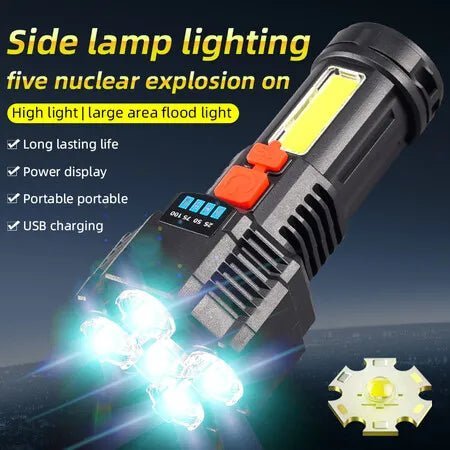 Long Range Light Super Bright Flashlight USB Rechargeable for Outdoor Waterproof - Office Catch