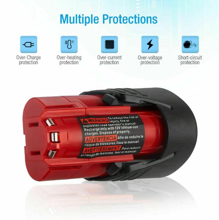 M12 3A 12V Replacement Milwaukee 12V Battery Lithium-ion Battery for Milwaukee Cordless Drill - Office Catch