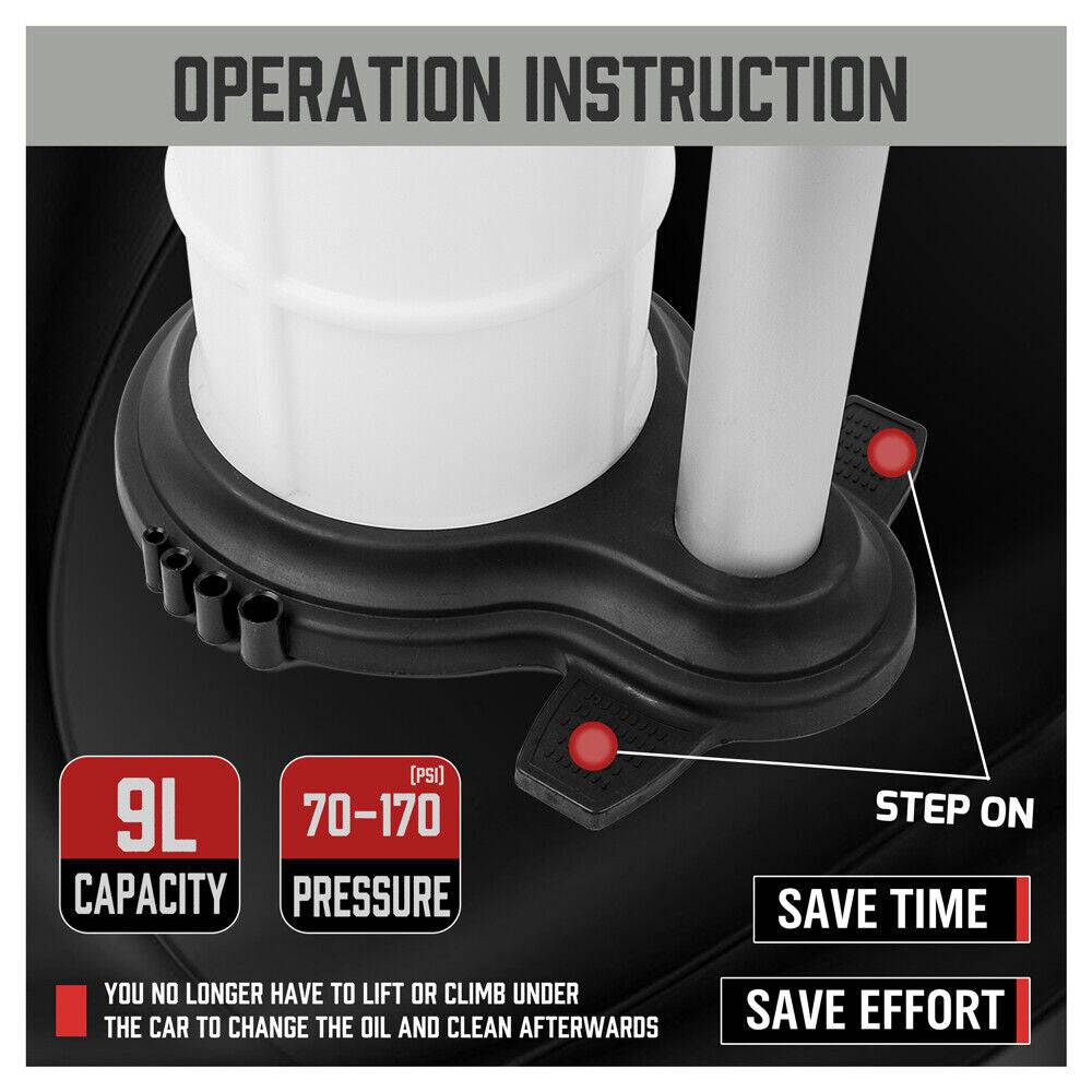 Manual Waste Oil Fluid Extractor Pump Suction Vacuum Fuel Car Boat Transfer 9L - Office Catch