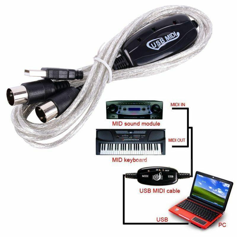MIDI Cable in & Out USB to MIDI Converter PC to Music Keyboard Adapter Cord 16 Channels Supports Computer Laptop Windows and Mac - Office Catch