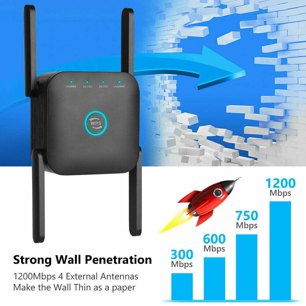 Network WiFi Extender 1200Mbps Dual-band WiFi Extender Wide Coverage - Office Catch