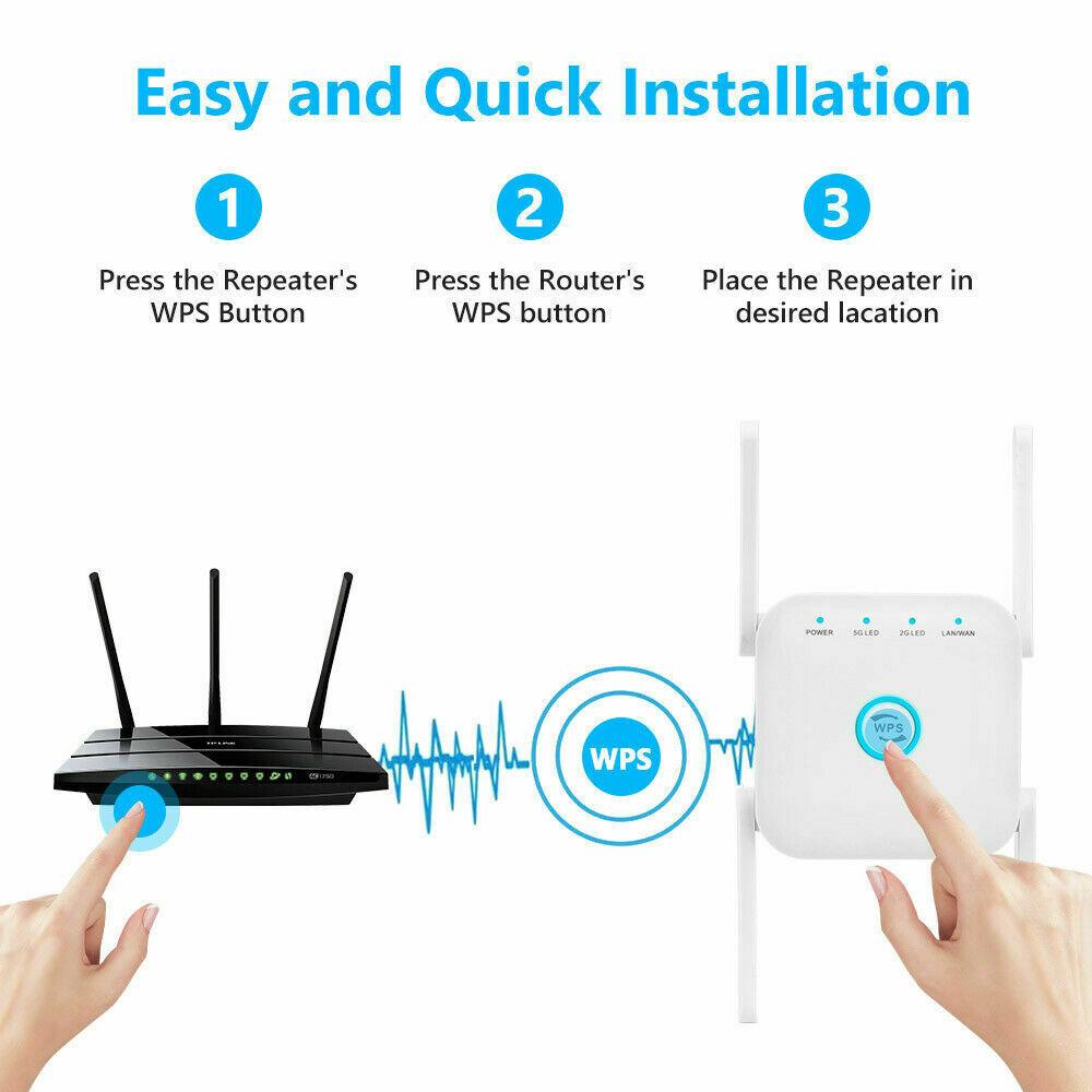 Network WiFi Extender 1200Mbps Dual-band WiFi Extender Wide Coverage - Office Catch