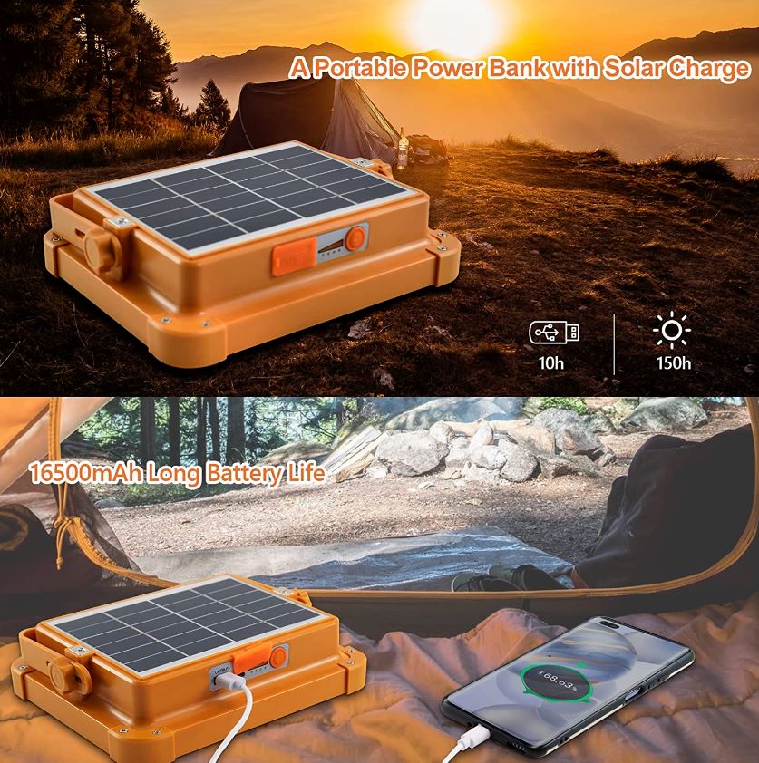 Portable Led Work Solar Light IP66 with Stepless Brightness Job Site Battery Rechargeable led Floor Light for Power Failure Emergency Worklight Car Repair (Orange) - Office Catch