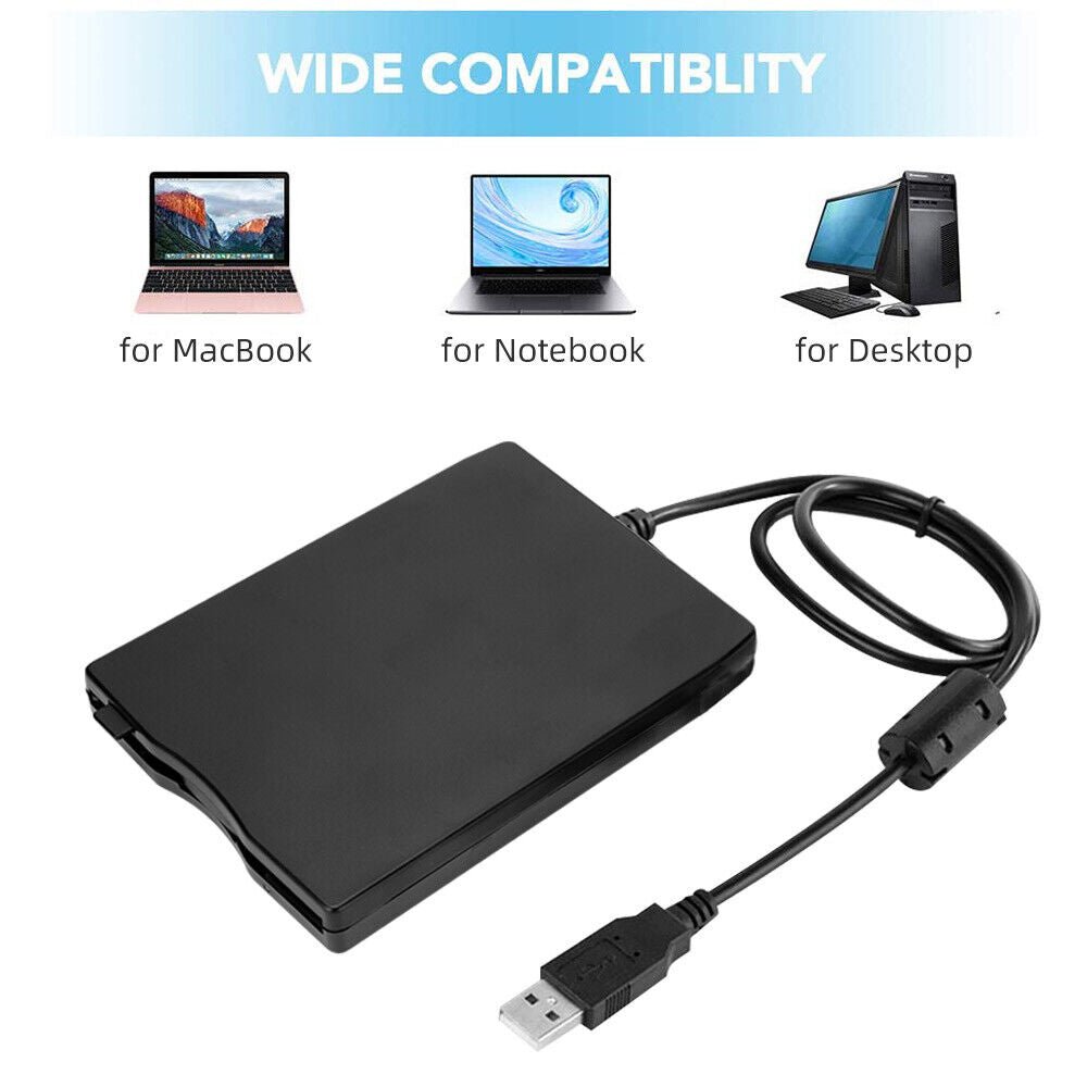Portable USB Floppy Disk Drive External FDD 3.5" 1.44MB For Laptop Data Storage - Office Catch