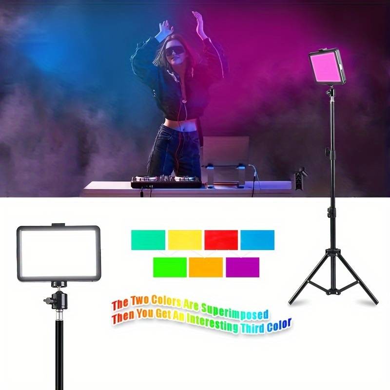 Set of 2 Dimmable 5600K USB LED Video Lights with Adjustable Tripod Stands - Office Catch