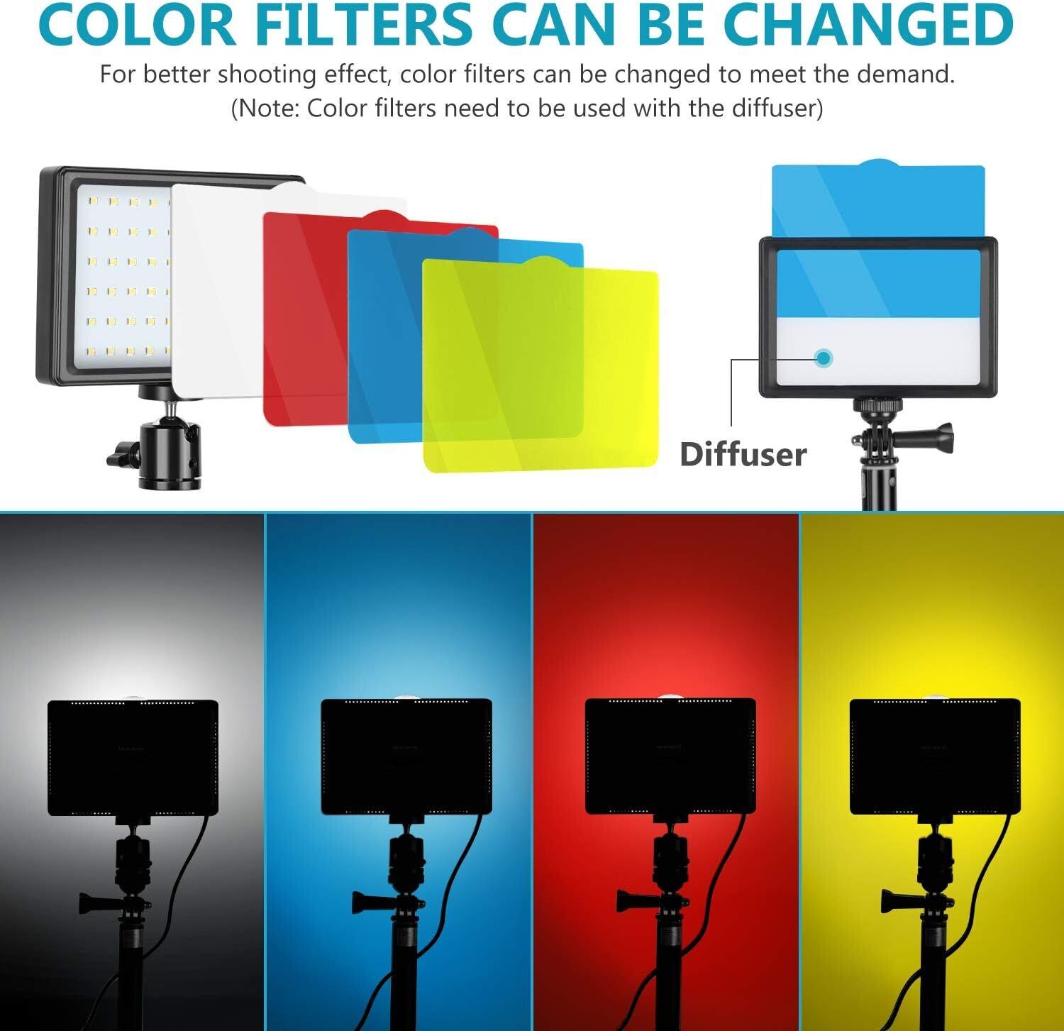 Set of 2 Dimmable 5600K USB LED Video Lights with Adjustable Tripod Stands - Office Catch