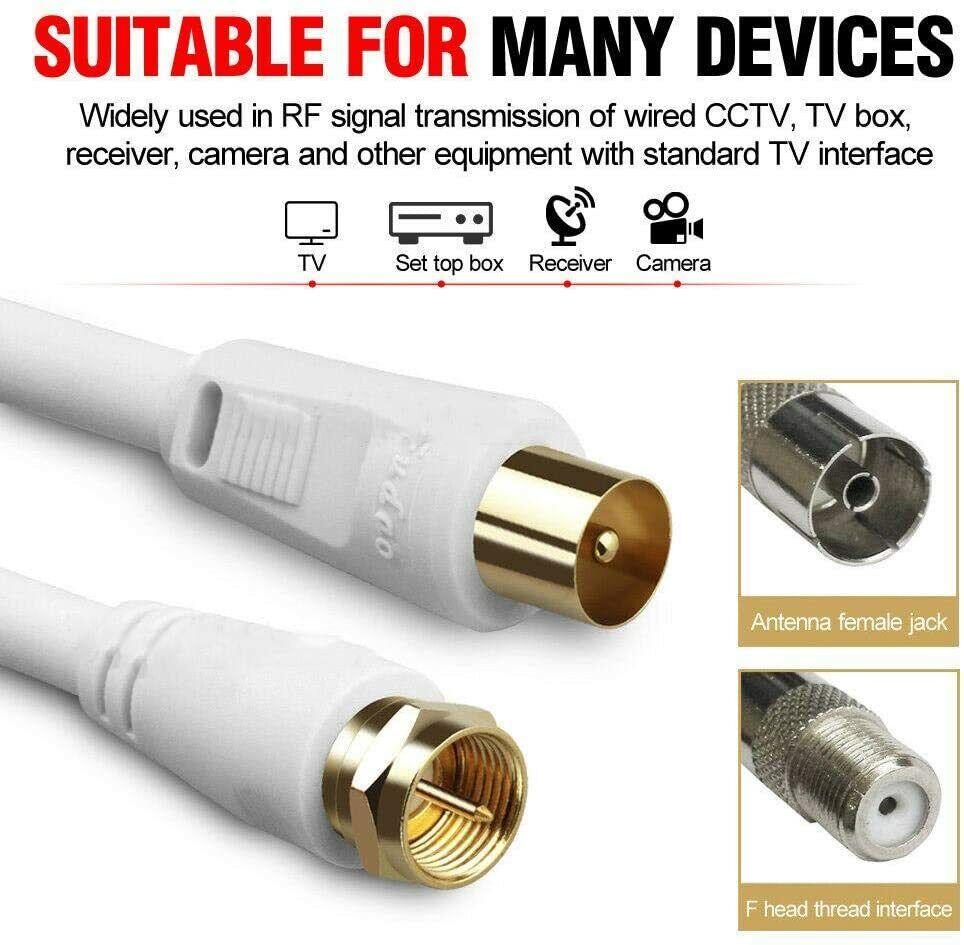 TV Antenna Aerial Coax Cable PAL Male to Female Aerial Flylead Cord Lead 1.5m - Office Catch