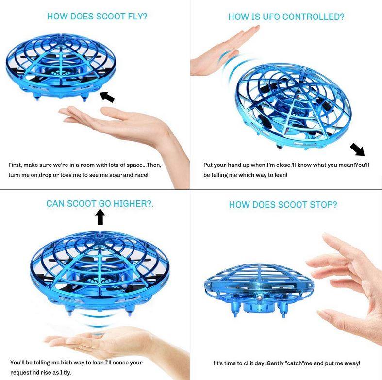 UFO Mini Drone, Kids UFO Drone Toy Hand Helicopter RC Quadcopter Infrared Induction - Office Catch