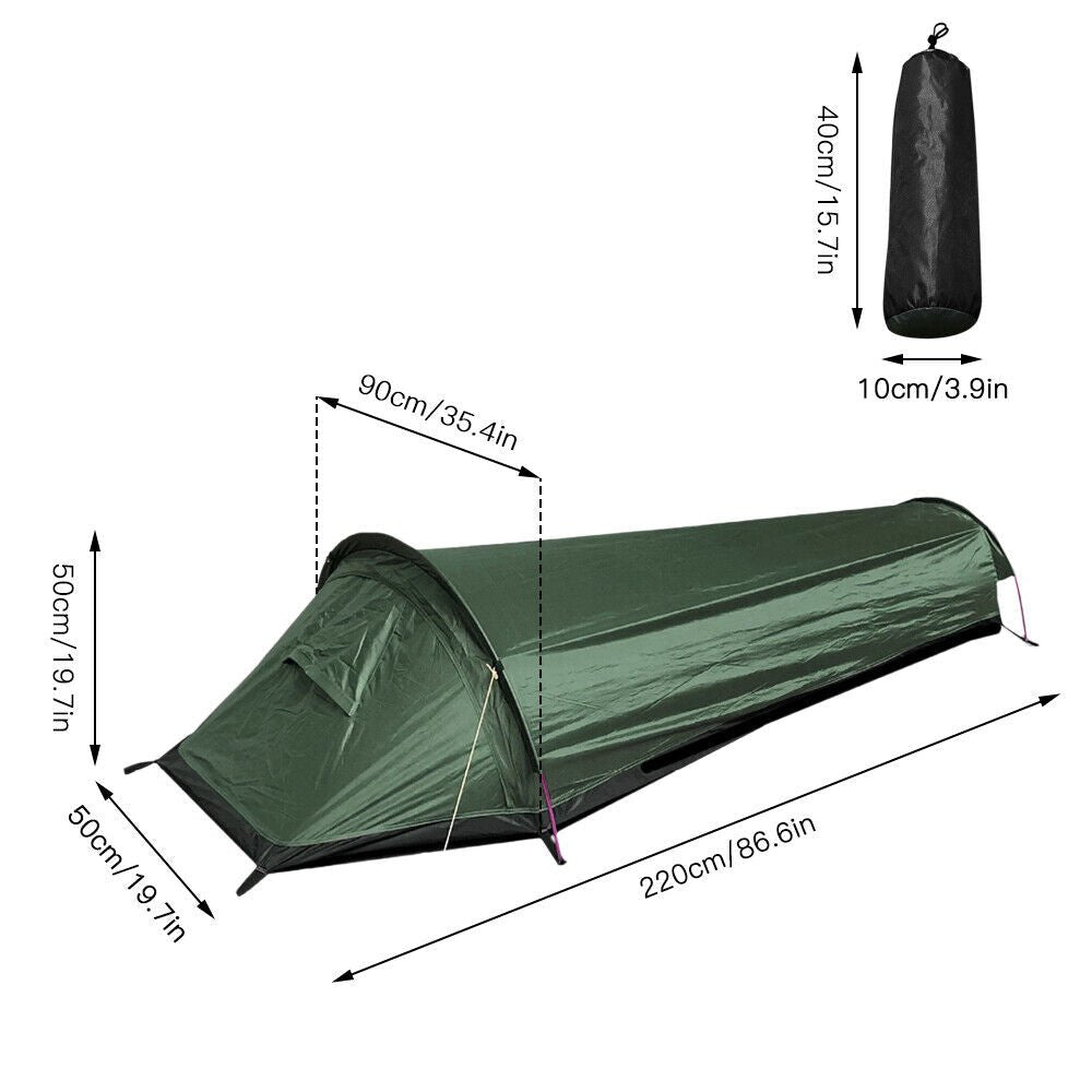 Ultralight Bivy Camping Tent Waterproof Sleeping Bag Travel Backpack Single Tent - Office Catch