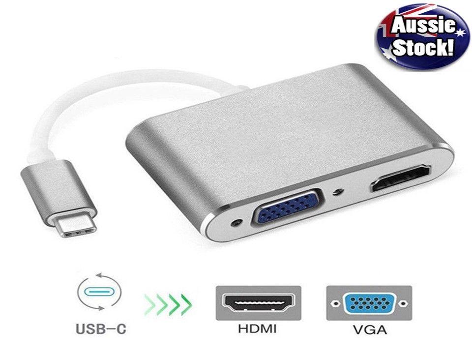 USB 3.1 Type-C to Female VGA & HDMI Hub with 4K - Office Catch