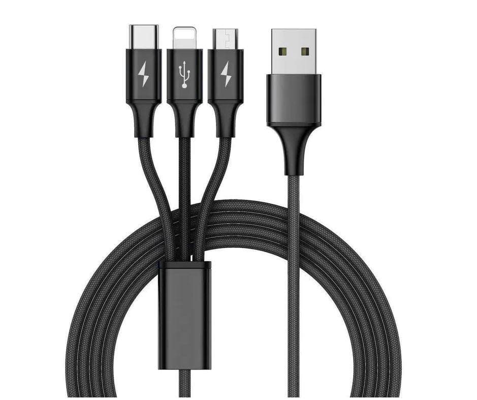 USB Multi Charging Cable USB to Type C/Micro USB 3 in 1 Universal Charger for Smartphones and Tablets - Office Catch