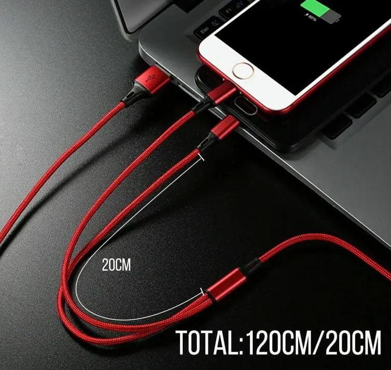USB Multi Charging Cable USB to Type C/Micro USB 3 in 1 Universal Charger for Smartphones and Tablets - Office Catch