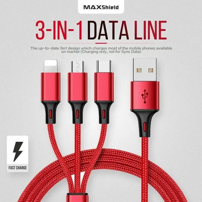USB Multi Charging Cable USB to Type C/Micro USB 3 in 1 Universal Charger for Smartphones and Tablets - Office Catch