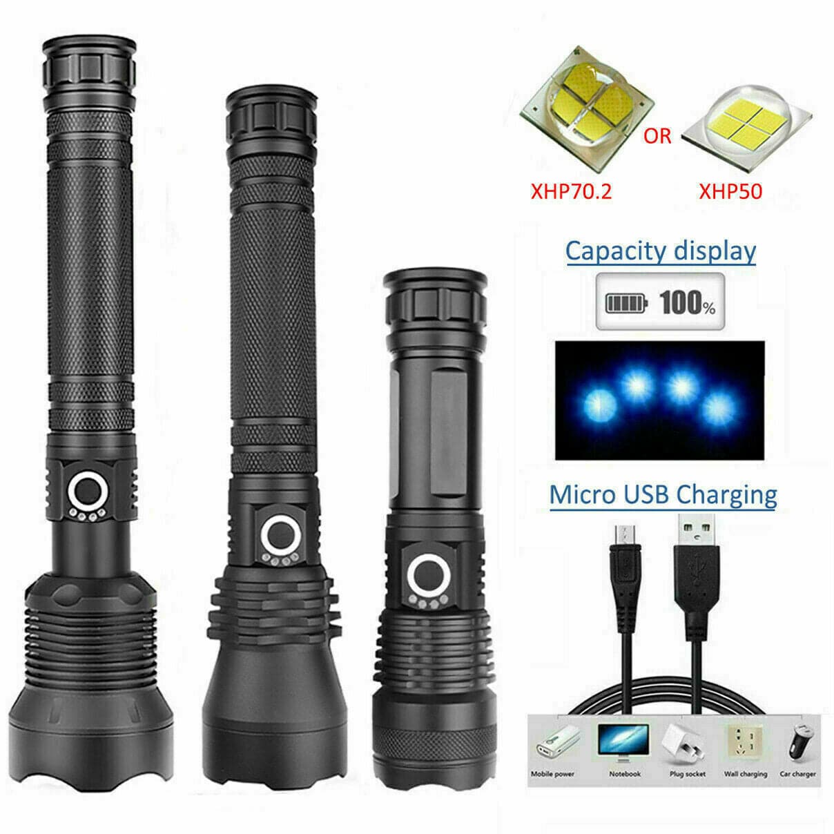 USB Rechargeable Tactical Flashlight | 180000LM L2 - Office Catch