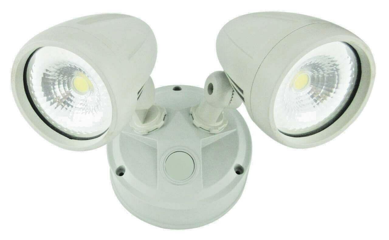 White Sensor LED Twin Floodlight Spotlight Outdoor Security For Garage IP54 - Office Catch
