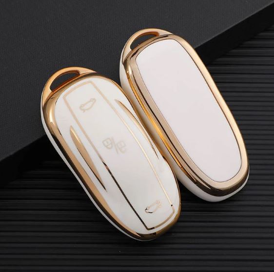 White | Tesla Key Fob Cover Case TPU Keyless Remote Control Smart Key Fob Shell Fit for Tesla Model S Model 3 Model Y - Office Catch