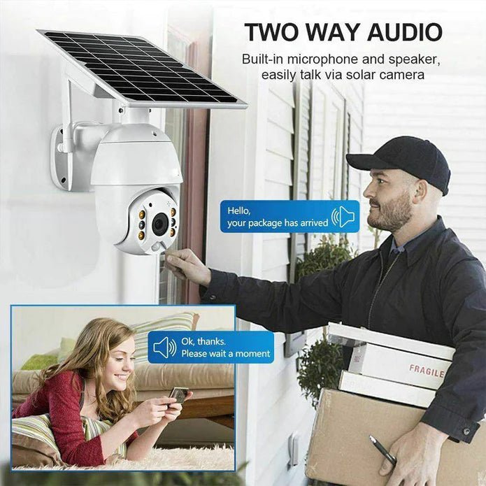 Wireless Solar Powered WIFI Security Camera Outdoor Flood Light LED PTZ - Office Catch