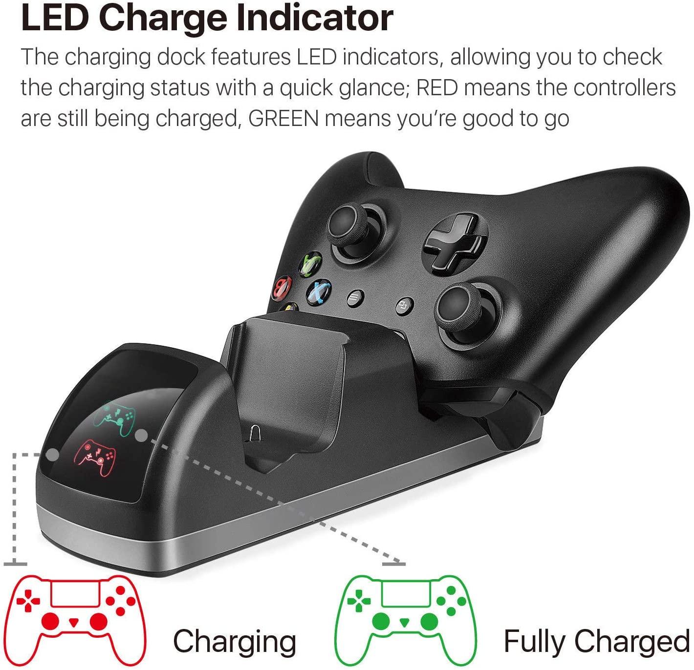 Xbox One/S/X Controller Dual Dock Charger Charging Station + 2 Rechargeable Battery - Office Catch