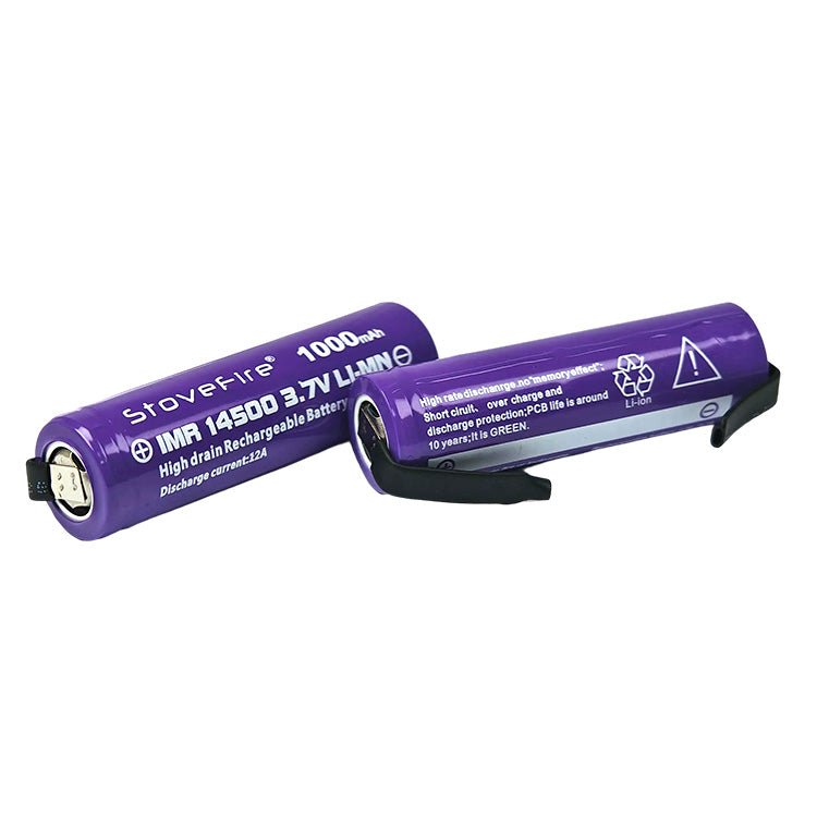 [2 Pack] 14500 1000mAh AA 3.7V Li - ion Rechargeable Batteries with Solder Tabs | Hair Clipper & Beard Shaver Compatible (Copy) (Copy) - Office Catch