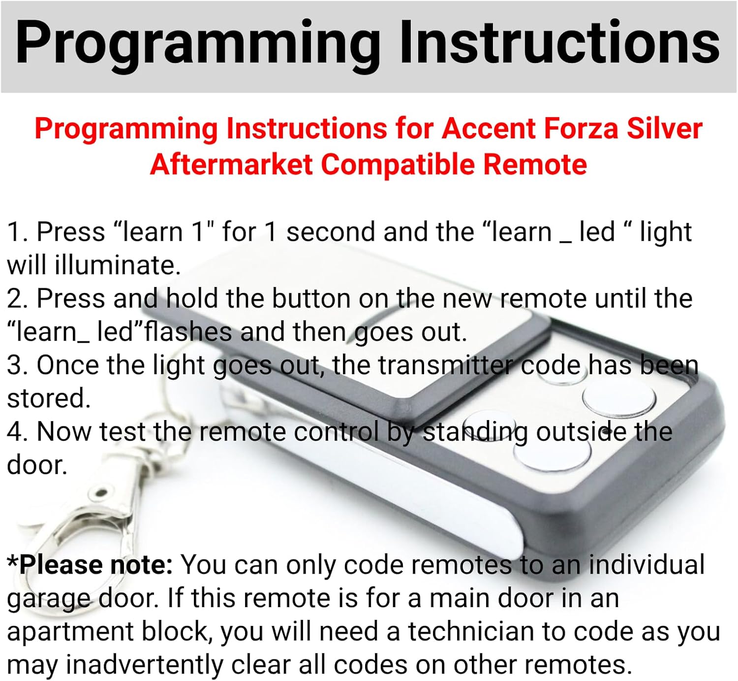 [2 Pack] Accent Forza Silver Compatible Remote Control – Reliable Replacement for Garage & Gate Access - Office Catch